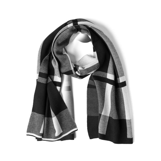 Gentleman's Plaid Knit Scarf - Black