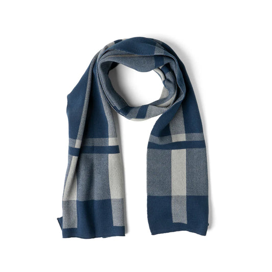 Gentleman's Plaid Knit Scarf - Blue